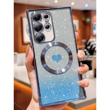 適用三星s24ultra手機殼透明GalaxyS21磁吸新款女s23+保護套S22U防摔十全包uitra軟矽膠限量版高階感s23u外殼