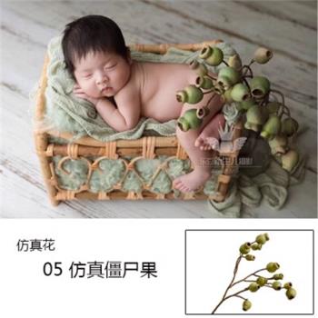 新生兒模擬假花仿真花殭屍果模擬果拍照滿月道具印象新生兒攝影道