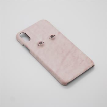 HEAT A++粉色手作牛皮手機殼適用于iphone13pro皮套眼睛小米11u