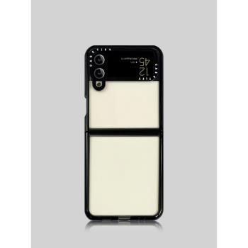 CASETI簡約純色透明三星Galaxy Z Flip4折疊屏翻蓋手機殼適用Samsung zflip3時尚高檔zflip4代防摔抗菌保護套