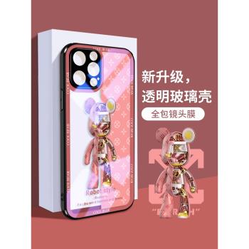 DZ自帶鏡頭膜蘋果13手機殼高階感iphone13pro潮牌12暴力熊11超薄12pro透明玻璃11max全包防摔max直邊13情侶套