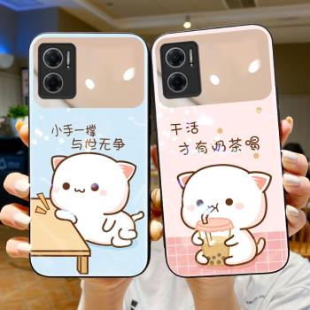 DZ補妝鏡紅米note11手機殼卡通note11pro+網紅紅米note10鏡面玻璃9蜜桃貓8可愛pro趣味夏天10x小米note11e套