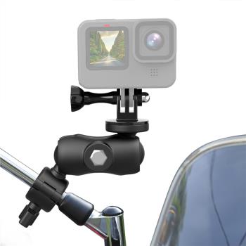 Gopro運動相機配件摩托車自行車后視鏡騎行盯盯拍手機固定支架