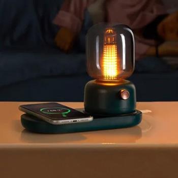 創意復古煤油燈適用于手機PD無線快速充電床頭小夜燈桌面擺件禮品辦公司酒吧咖啡廳氛圍燈公司禮物