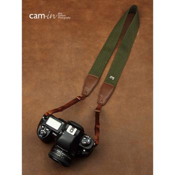 cam-in防滑單反相機背帶適用佳能尼康索尼富士橄欖色微單攝影肩帶