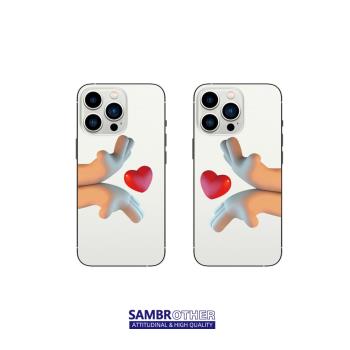 SAM卡通愛心適用iphone14promax蘋果12情侶簡約13pro透明手機殼xs