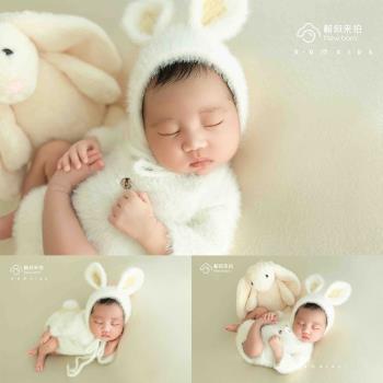 新生的兒攝影服裝新品主題小兔子衣服毛線服裝帽子新生兒軟萌道具