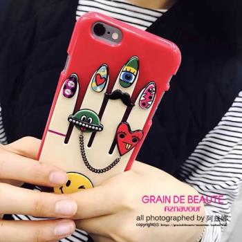 韓國進口GRAIN de BEAUTE/AZNAVOUR時尚美甲手指笑臉紅唇手機貼紙