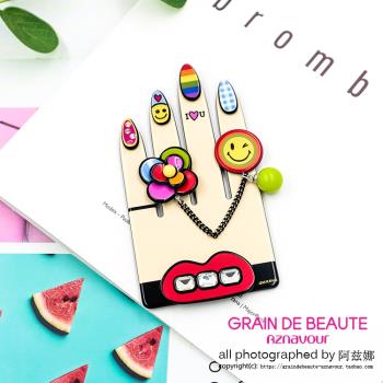 韓國進口GRAIN de BEAUTE/AZNAVOUR時尚美甲手指花朵紅唇手機貼紙