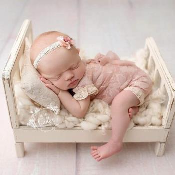 兒童攝影道具小床影樓拍照相百天新生兒小木床滿月做舊嬰兒拍照
