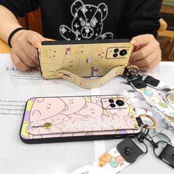 適用VIVO V21手機殼抖音同款軟矽膠個性掛繩支架超薄軟殼小紅書手