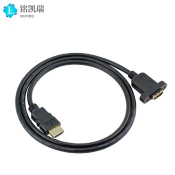 全銅HDMI延長線帶螺母可固定 高清HDMI公對母耳朵音視頻轉接線