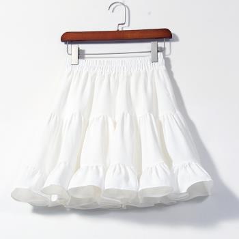 雪紡夏季新款白色蛋糕蓬蓬短裙子