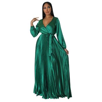 Green dress Womens Long Sleeve long dress Maxi Dress Gown