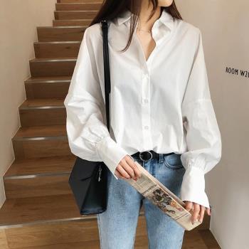 春季韓版簡約氣質法式白色襯衫