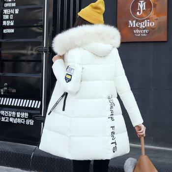 女裝ins中長款棉衣防寒服大毛領