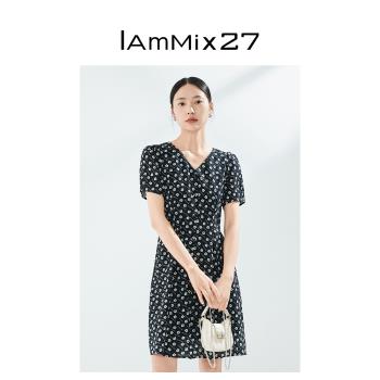 IAmMIX27純棉時尚壓褶顯瘦連衣裙