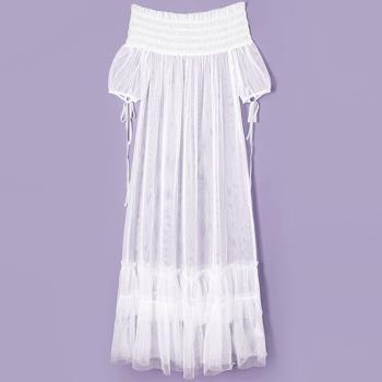 諾諾E站 2023夏季新款 連衣裙一字領網紗裙背心兩件套 太系列剪標