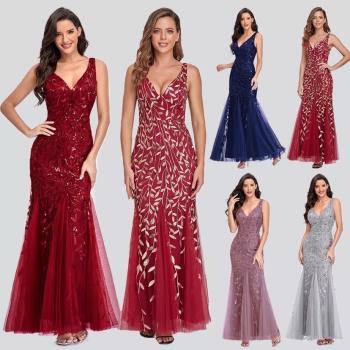 Sleeveless Sequins Mermaid Party Prom Gowns Women Formal