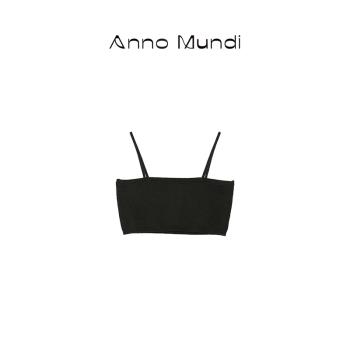 AnnoMundi創世紀元 原創黑色平口抹胸女夏外穿吊帶緊身顯瘦上衣