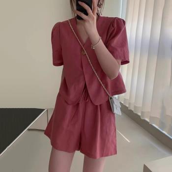 韓國女夏季外套闊腿法式氣質短袖