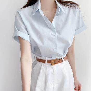 韓國chic夏季新款輕奢時尚單排扣短袖襯衫+休閑百搭西裝短褲褲子
