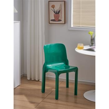 北歐創意復古塑料椅子可疊簡約ins書桌椅靠背化妝椅家用中古餐椅