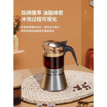 摩卡壺雙閥家用不銹鋼手磨咖啡機戶外手沖咖啡套裝電煮咖啡壺器具