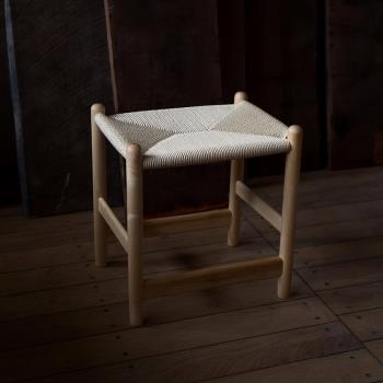 MUMO木墨 夏克式編織梳妝凳 白楓黑胡桃實木凳換鞋凳客廳臥室矮凳