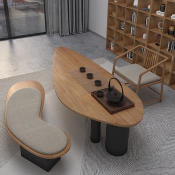陽臺茶桌椅組合家用客廳簡約現代小茶臺實木新中式辦公室喝茶桌