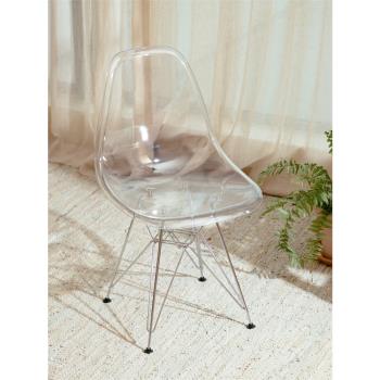 現代簡約透明椅子家用靠背ins網紅梳妝臺椅子亞克力水晶化妝凳子