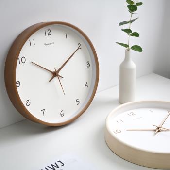 MJK現代簡約鐘表實木掛鐘客廳家用時尚個性創意靜音輕奢北歐時鐘