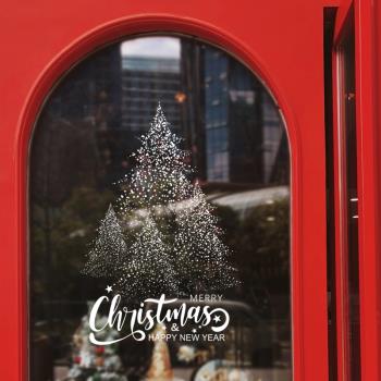 圣誕節裝飾靜電貼花環布置氛圍櫥窗玻璃貼圣誕玻璃貼紙裝飾品窗貼