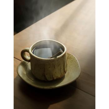 九土咖啡杯碟組陶瓷日式粗陶咖啡杯子復古咖啡套具簡約意式手工杯