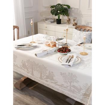 歐式棉麻桌布白色長方形輕奢高級感餐桌布美式現代茶幾桌布布藝
