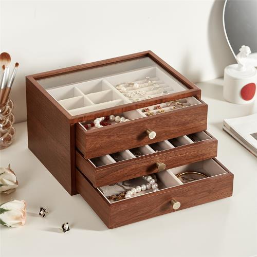 初心木質首飾盒精致高檔飾品盒大容量耳飾項鏈飾品頭飾收納盒結婚