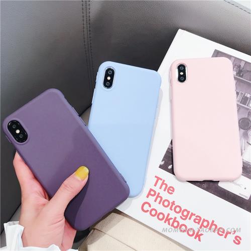 簡約紫色iPhone11proMax手機殼蘋果X/8plus/7磨砂硅膠套6S純色女