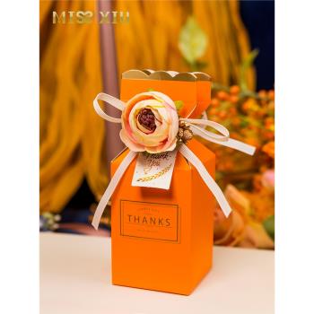 MISSXIU[約定]歐式婚禮高級感橙色結婚創意花朵喜糖盒子ins風中號