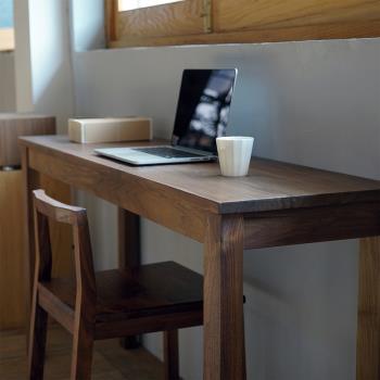 MUMO木墨 細方桌 黑胡桃紅橡實木靠墻工作長桌簡易簡約長方形臥室