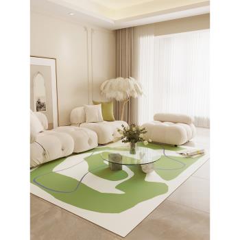 客廳地墊可擦洗pvc高級輕奢綠色法式奶油ins風臥室進門口茶幾地毯