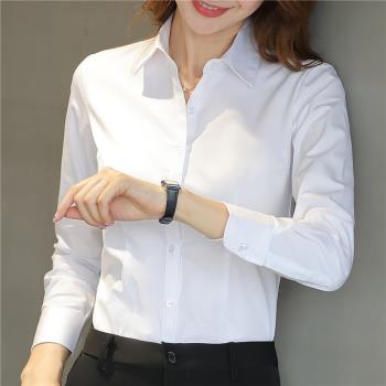 上班族時尚女裝長袖修身白襯衫