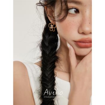 aviho 花夢旅人 鏤空耳飾珍珠花蕊法式氣質少女百搭高級感耳環
