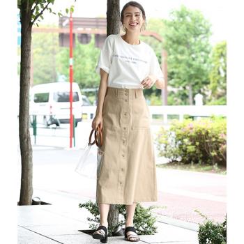 日本原單純棉梭織卡其布半身裙