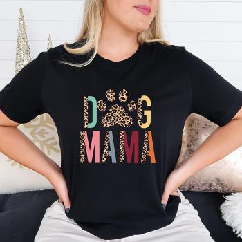 retro dog mama women t shirts全棉寬松半袖T恤街頭創意母親禮物