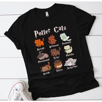Cute Potter Cats mom Shirt Fashion Women t Shirt Tops Cotton