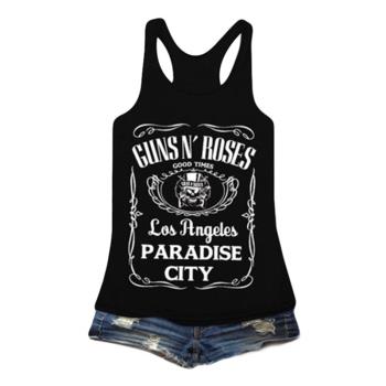 Guns N Rose Floral Print Women Tank Tops Gothic Tees vests