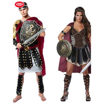 萬圣節cosplay情侶服羅馬戰士斯巴達勇士成人男女復古戰袍演出服