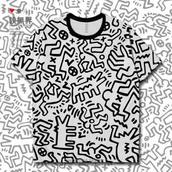 藝術家凱斯涂鴉畫嘻哈風速干T恤