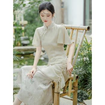 復古中國風女裝素雅少女改良旗袍年輕款顯瘦設計感日常連衣裙夏季