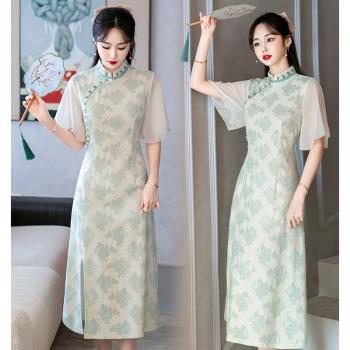 夏季大碼女裝微胖妹妹高端氣質中國風改良旗袍新中式年輕款連衣裙